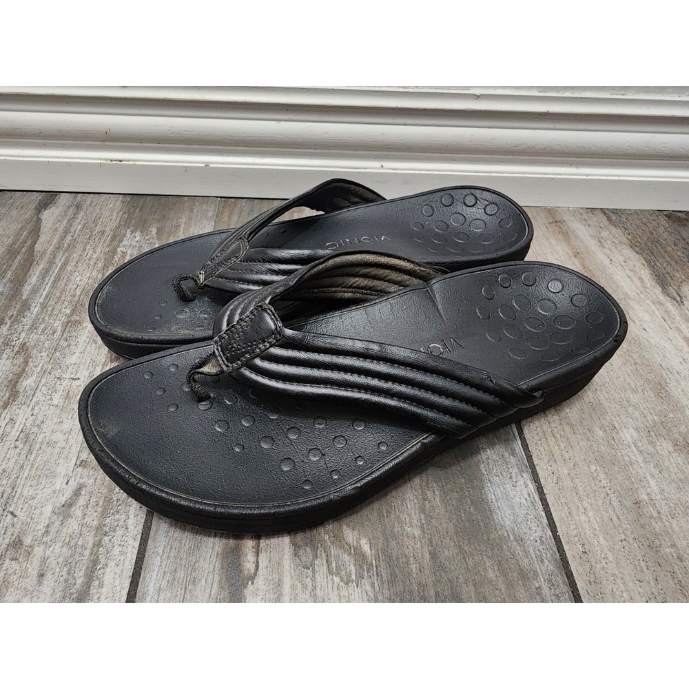Ladies Vionic Black Flip Flop Style Sandal Podiatrist Designed Shoe Size 8/8.5